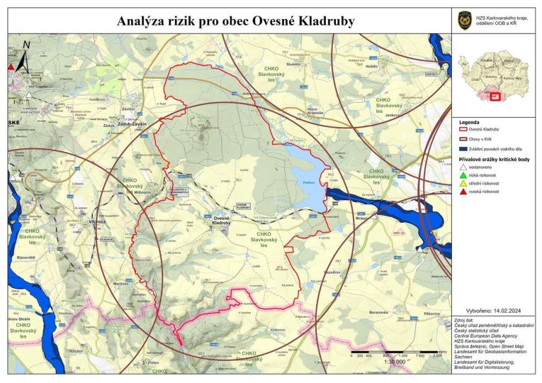 Ovesné Kladruby - analýza rizik - mapa Ovesné Kladruby - analýza rizik - mapa